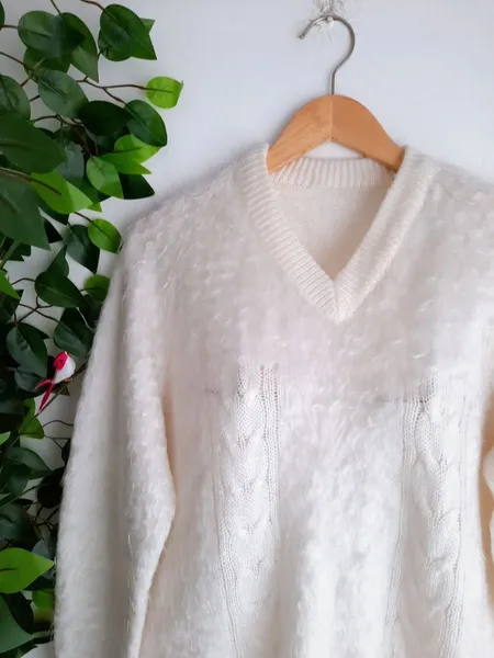 suéter de tricô branco off white teddy