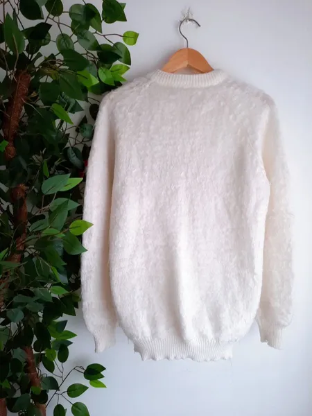 suéter de tricô branco off white teddy