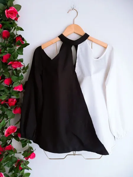 blusa preto e branco bicolor da shein