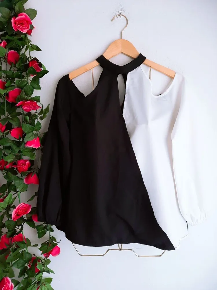 blusa preto e branco bicolor da shein
