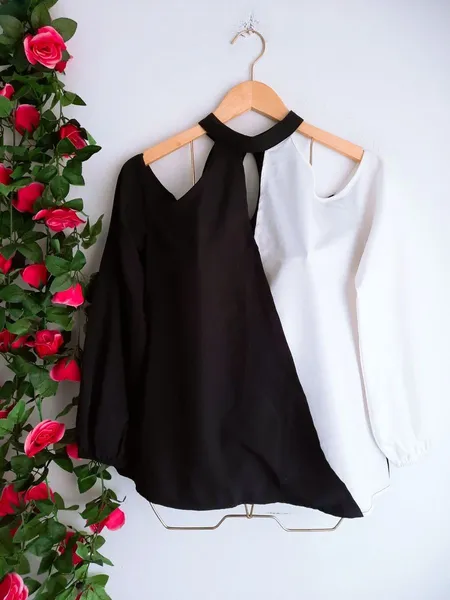 blusa preto e branco bicolor da shein
