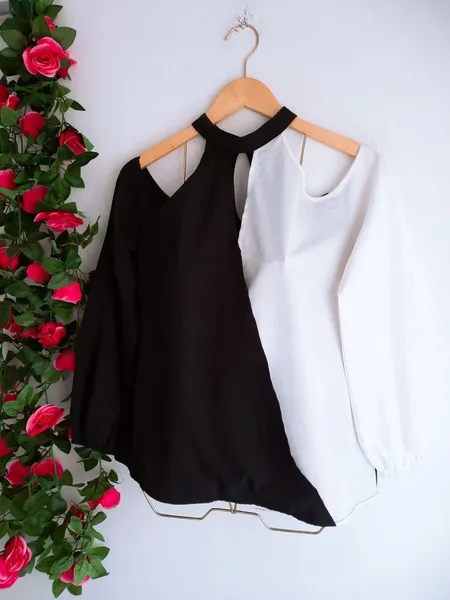 blusa preto e branco bicolor da shein