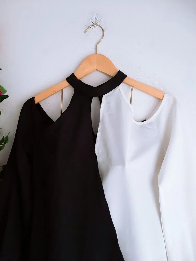blusa preto e branco bicolor da shein