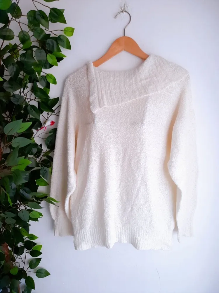 suéter de tricô off white