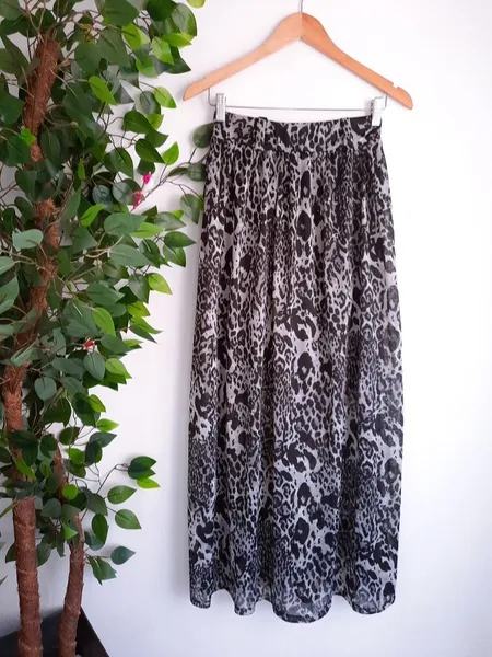 saia longa animal print preto nova p