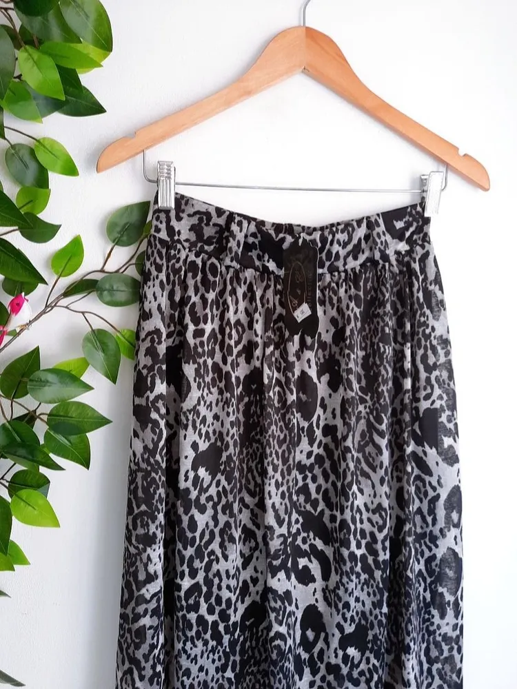 saia longa animal print preto nova p