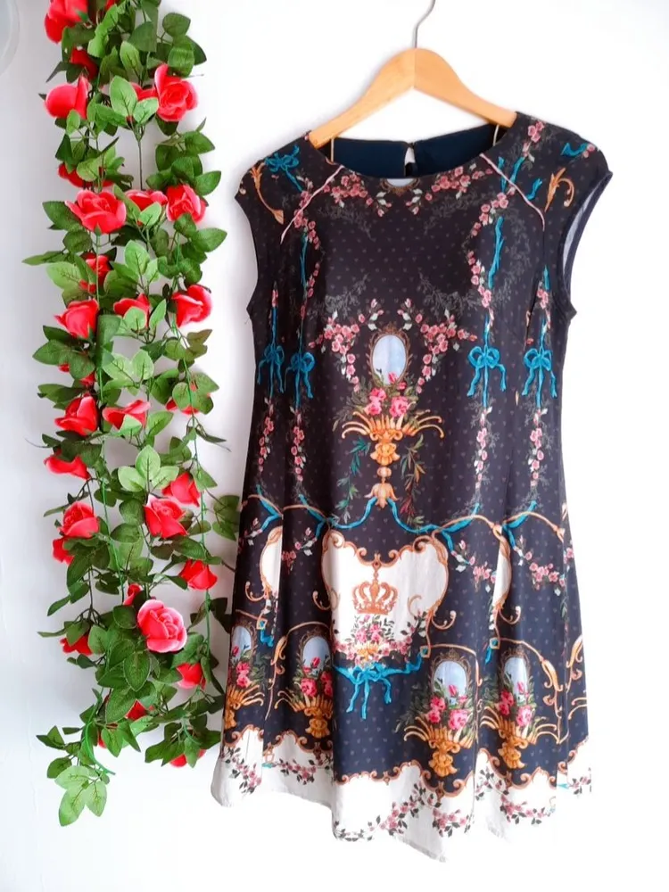 vestido estampado azul antix