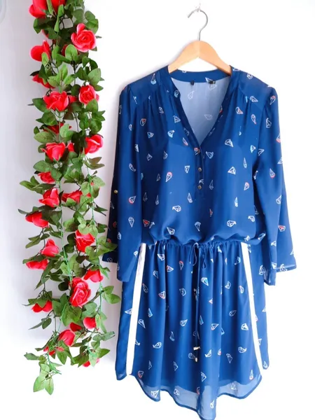 vestido azul estampado marinheira gregory