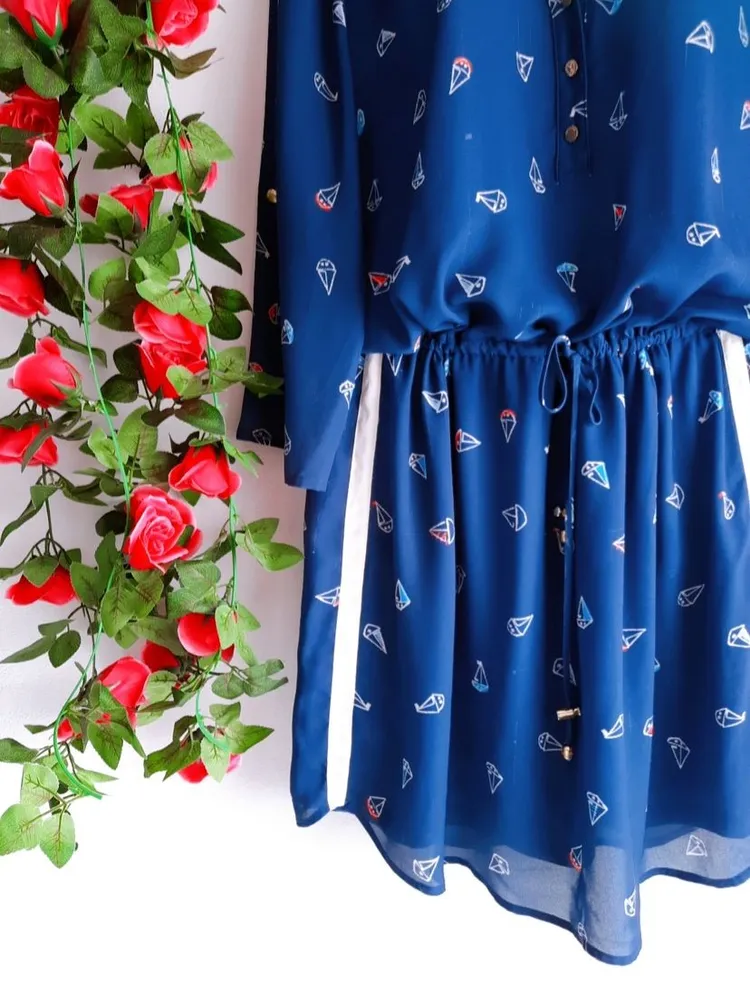 vestido azul estampado marinheira gregory
