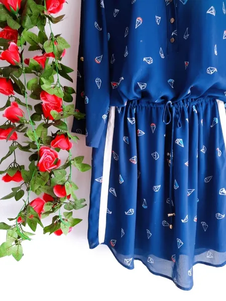 vestido azul estampado marinheira gregory
