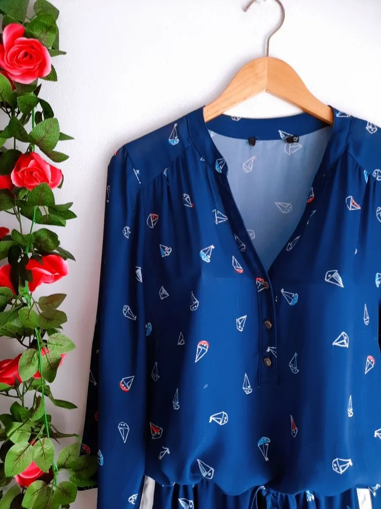 vestido azul estampado marinheira gregory