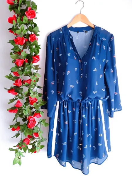 vestido azul estampado marinheira gregory
