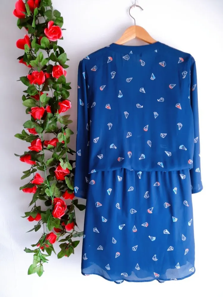 vestido azul estampado marinheira gregory