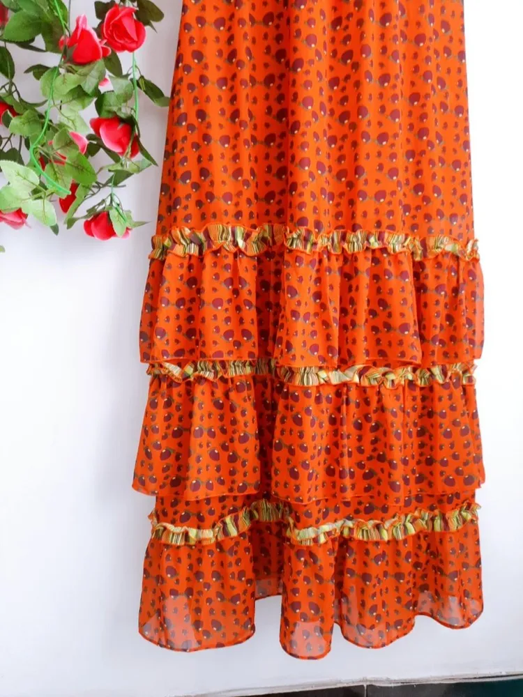 vestido longo chiffon estampado inspiração farm