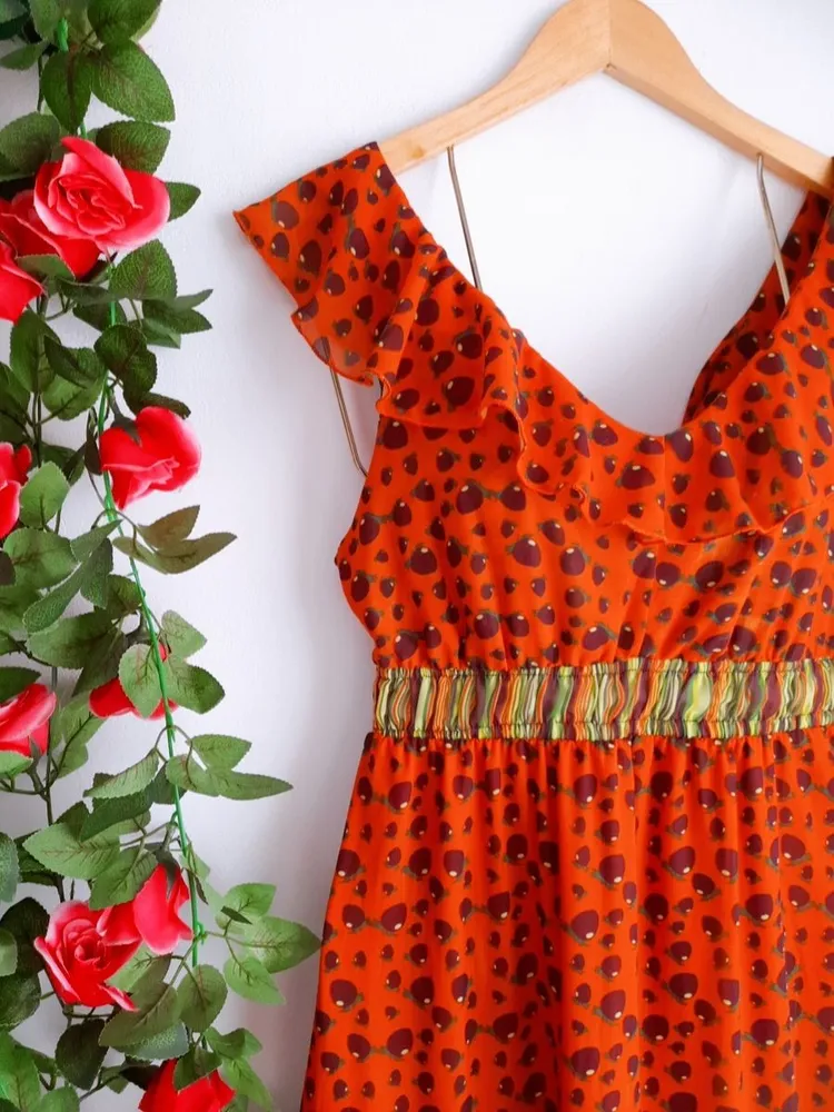 vestido longo chiffon estampado inspiração farm
