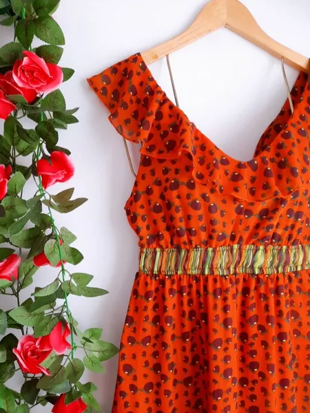 vestido longo chiffon estampado inspiração farm