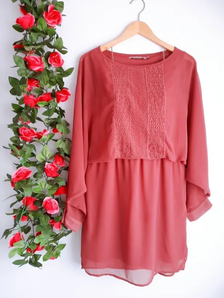 vestido rose bordado luigi bertolli