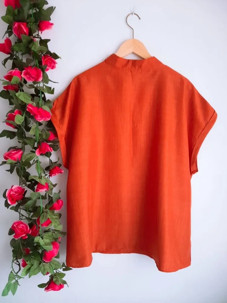 blusa shein marrom terracota
