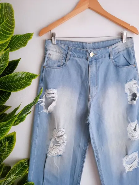 calça jeans wide leg macross destroyed 42