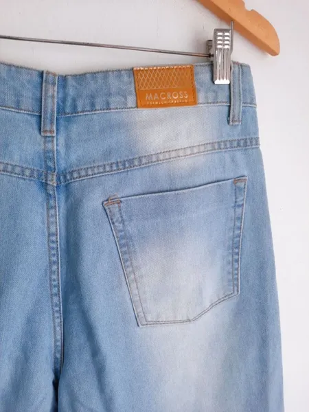 calça jeans wide leg macross destroyed 42