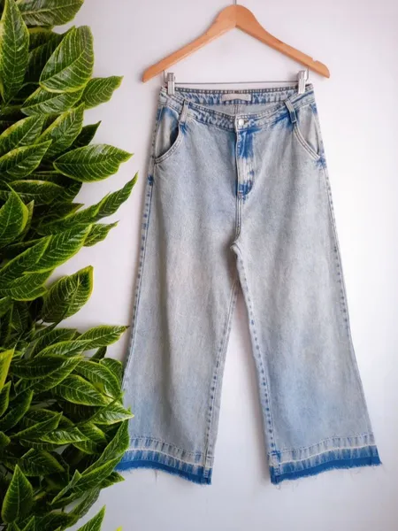calça jeans wide leg ink azul claro 40