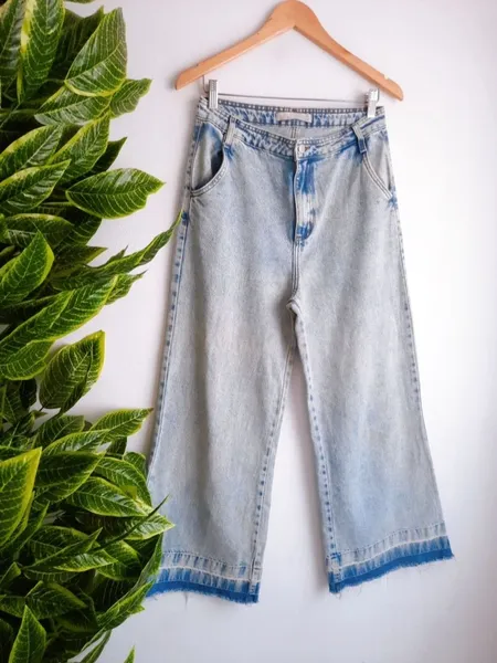 calça jeans wide leg ink azul claro 40