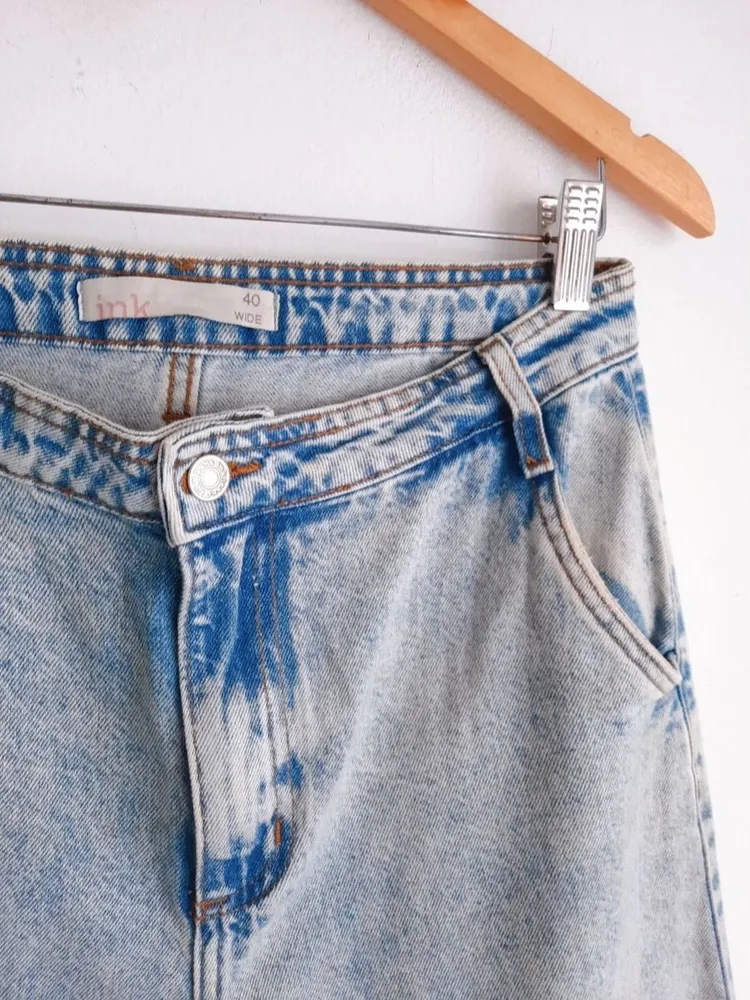 calça jeans wide leg ink azul claro 40