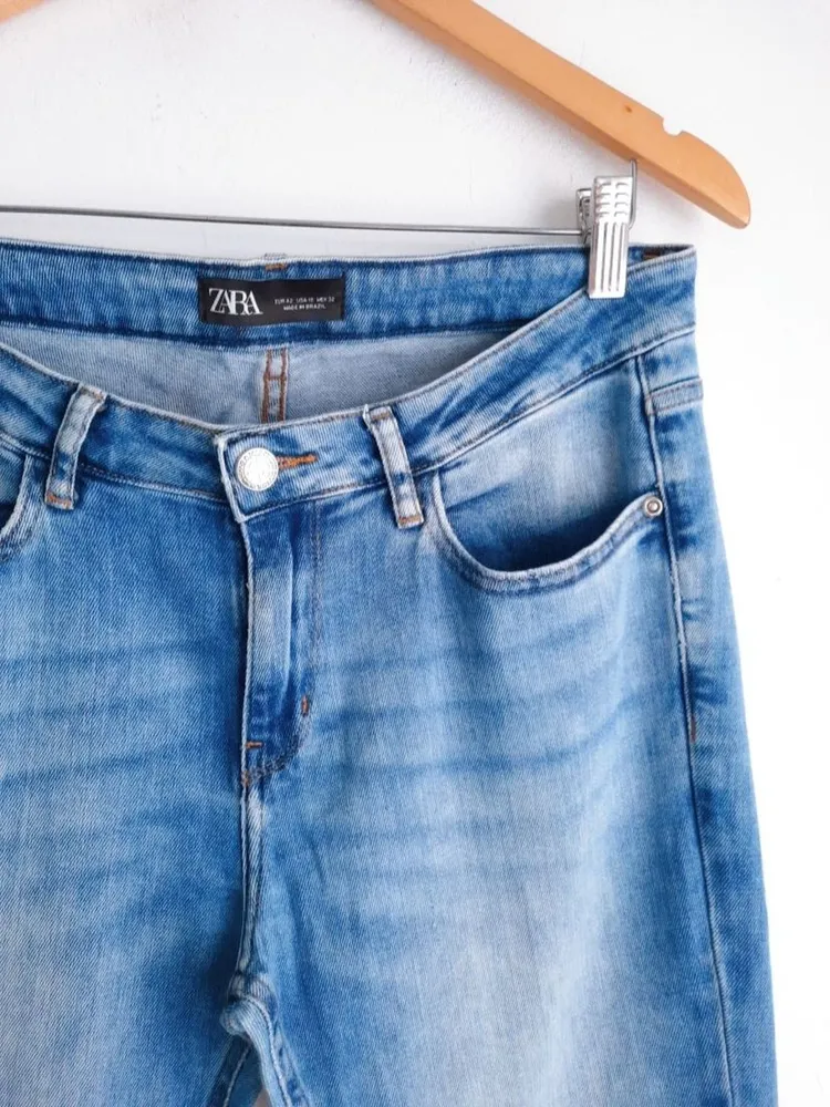 calça jeans zara azul 42