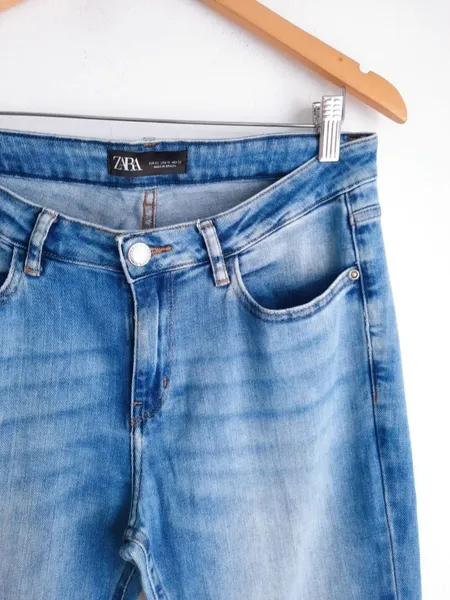 calça jeans zara azul 42