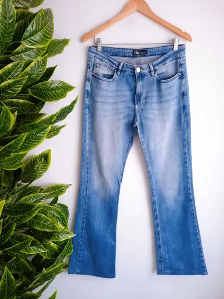 calça jeans zara azul 42
