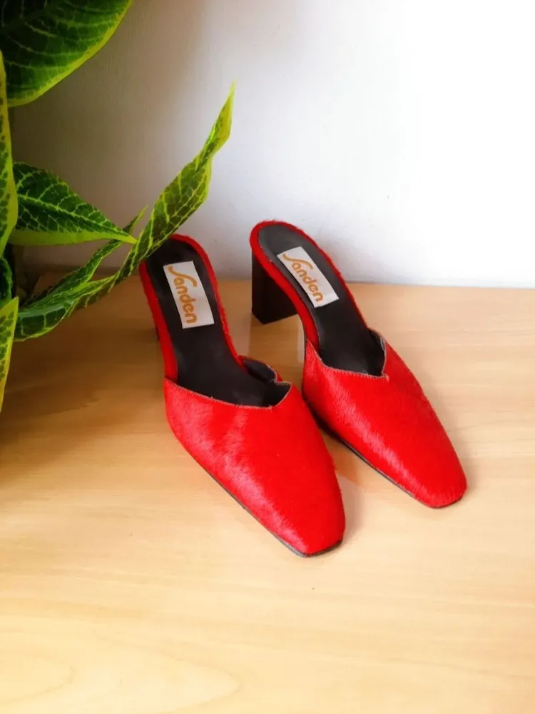 tamanco mullet camurçado vermelho sanden 34