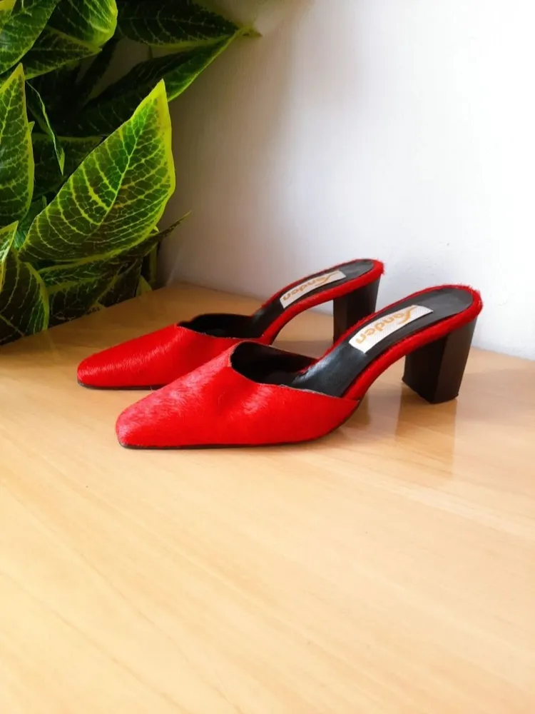 tamanco mullet camurçado vermelho sanden 34