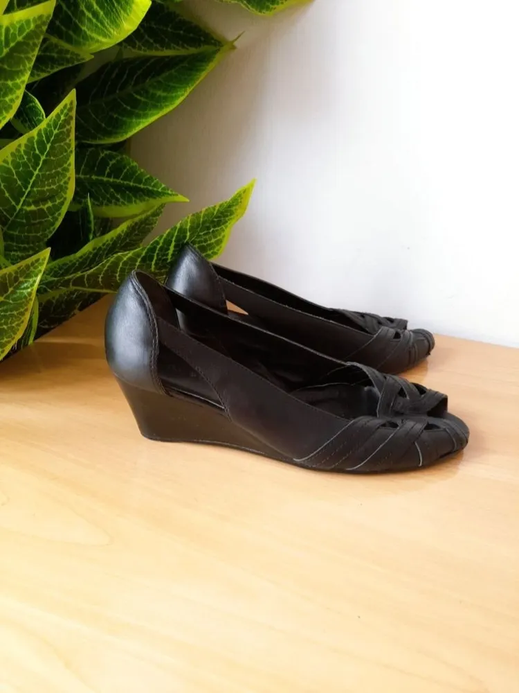 sapato anabela prego couro legítimo 38