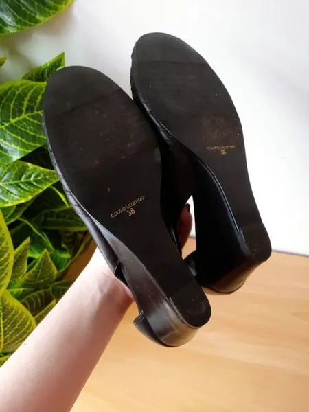 sapato anabela prego couro legítimo 38
