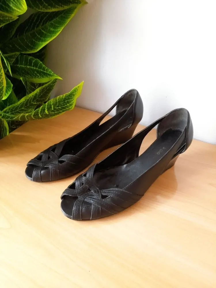 sapato anabela prego couro legítimo 38