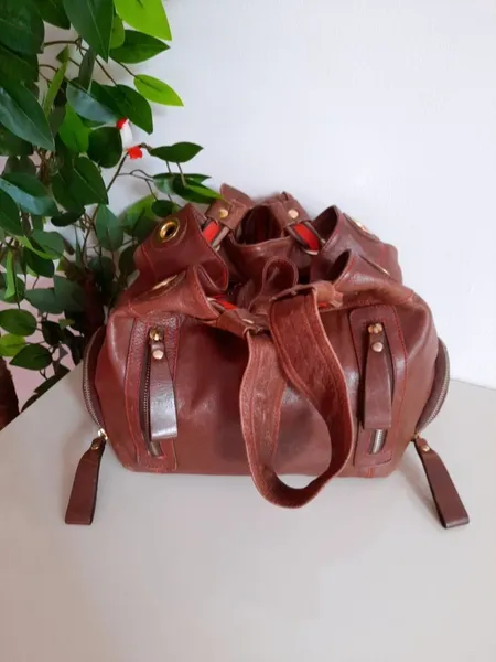 bolsa tote de couro legítimo marrom
