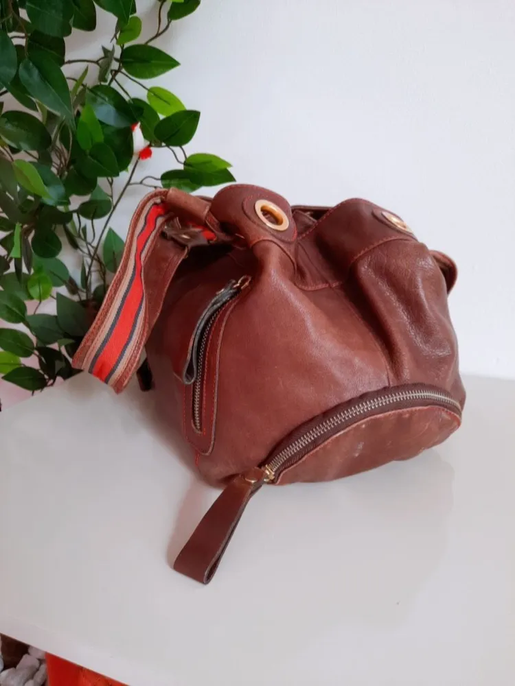 bolsa tote de couro legítimo marrom