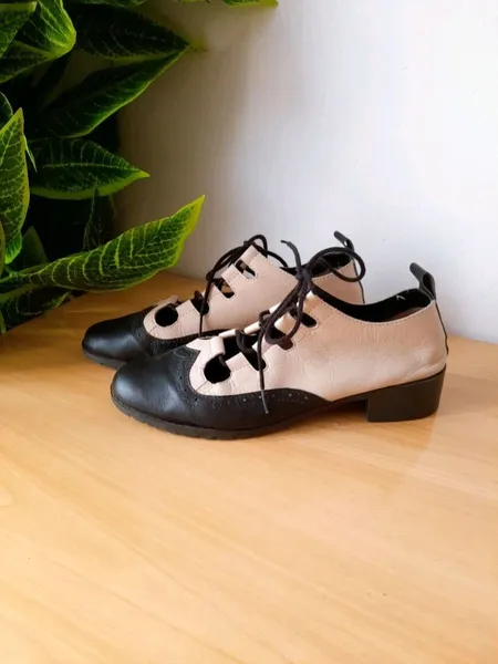 sapato oxford retrô couro legítimo bicolor 35 azzuli