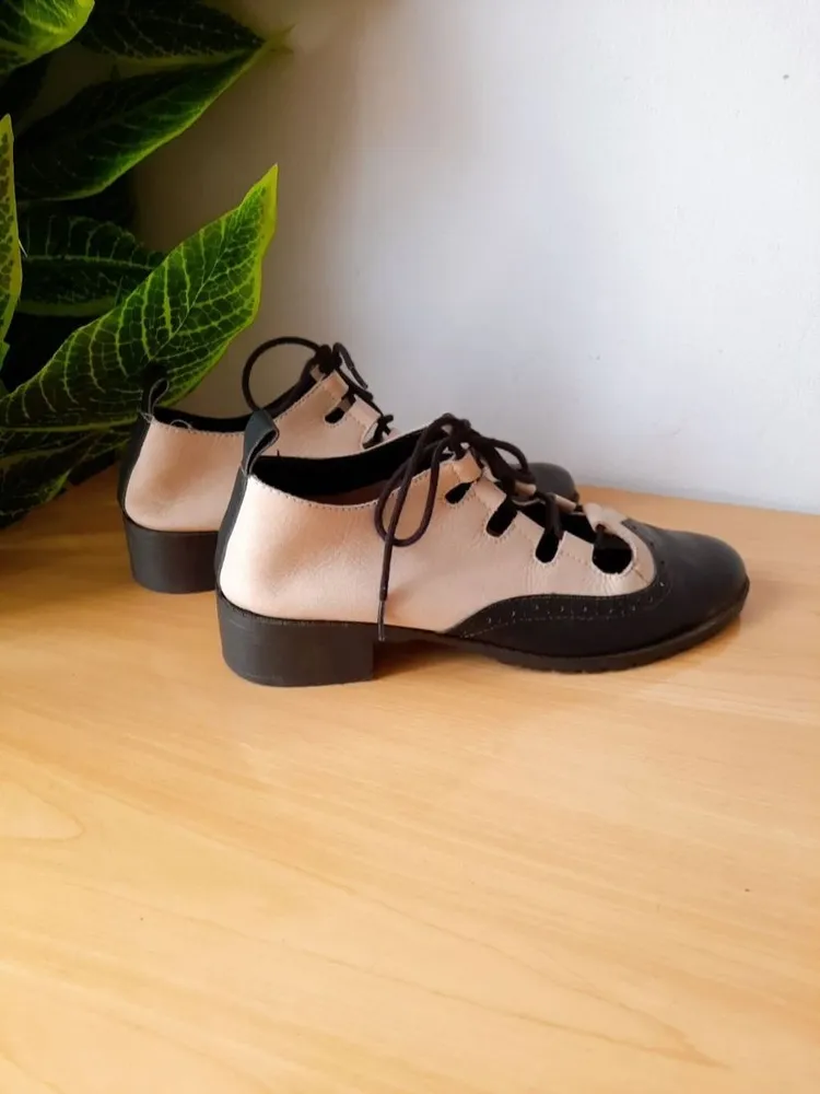 sapato oxford retrô couro legítimo bicolor 35 azzuli