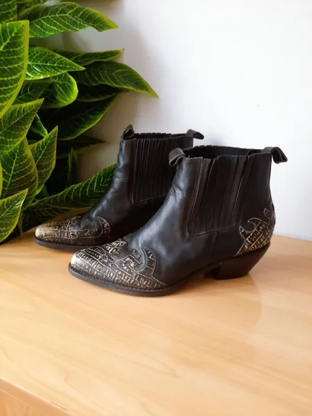 bota couro legítimo preta country wrangler 41