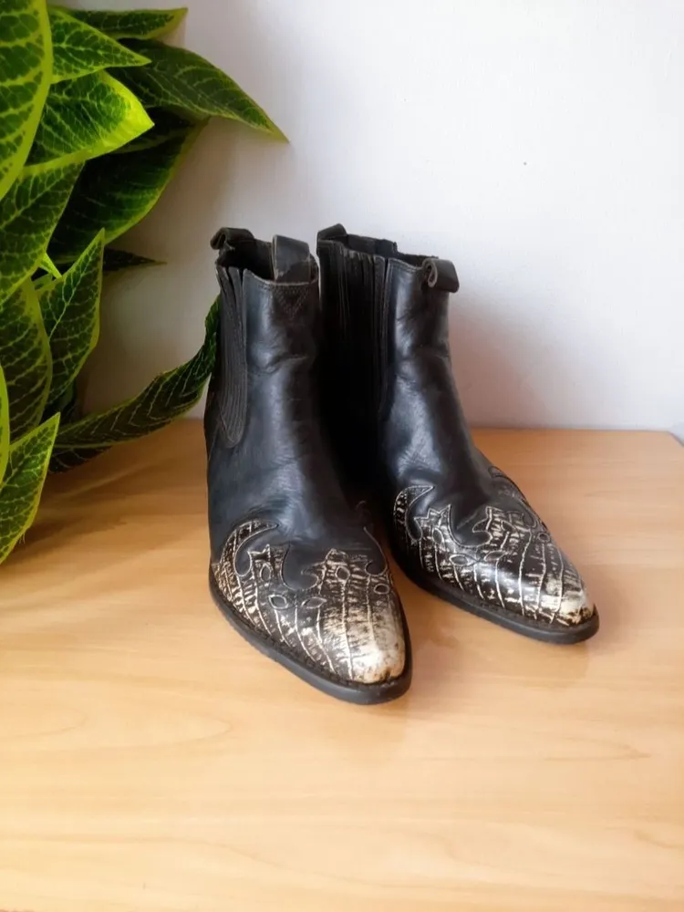 bota couro legítimo preta country wrangler 41