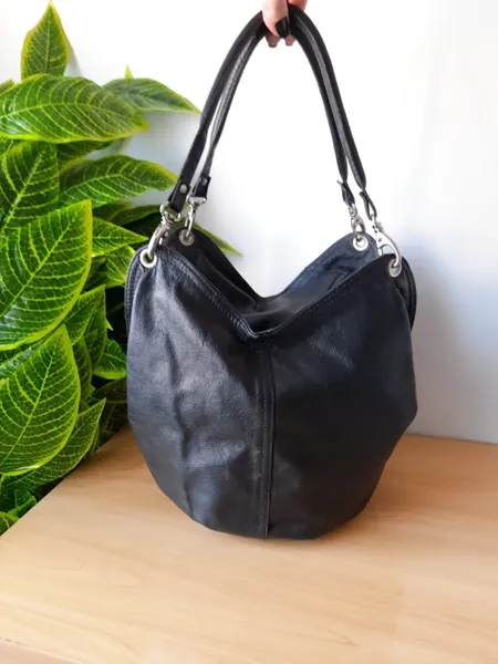 bolsa preta saco couro legítimo