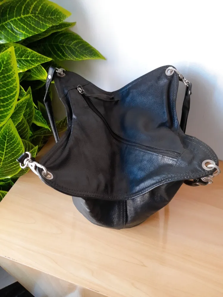 bolsa preta saco couro legítimo