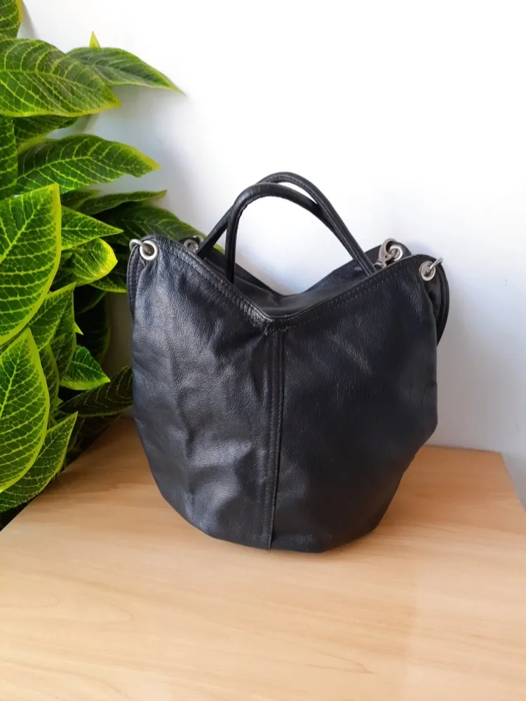 bolsa preta saco couro legítimo