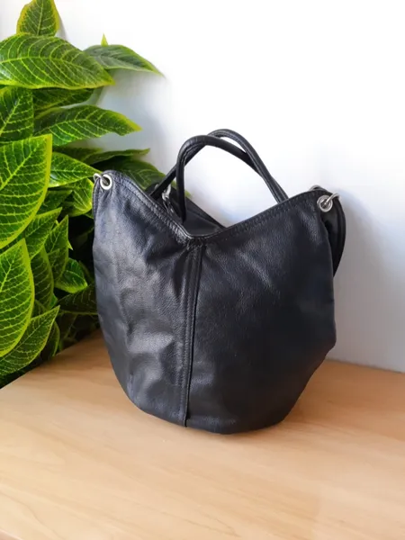 bolsa preta saco couro legítimo