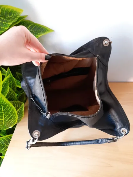 bolsa preta saco couro legítimo