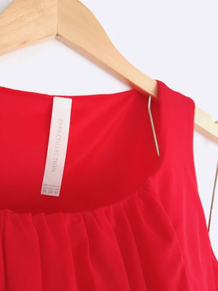 vestido vermelho drapeado zara