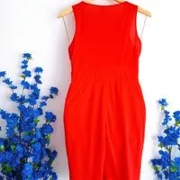 vestido vermelho drapeado zara