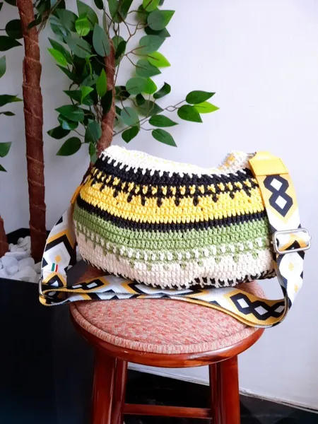 bolsa de crochê jamaicana artesanal tiracolo