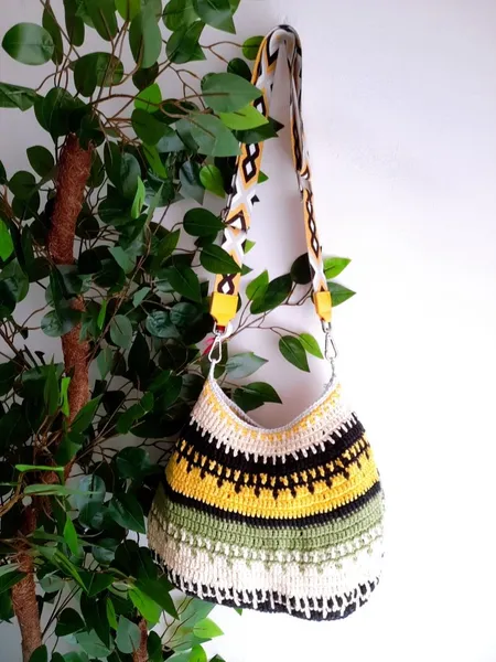 bolsa de crochê jamaicana artesanal tiracolo